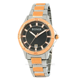 BONIA BNB10750-2632 Silver Rosegold Dial Black Stainless Steel